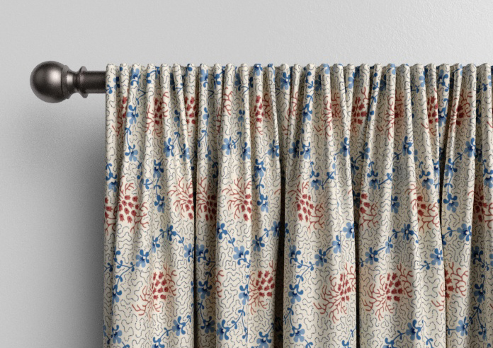 Land & Shore Lorie, Blue Red - Made to Measure Curtains - Image 9